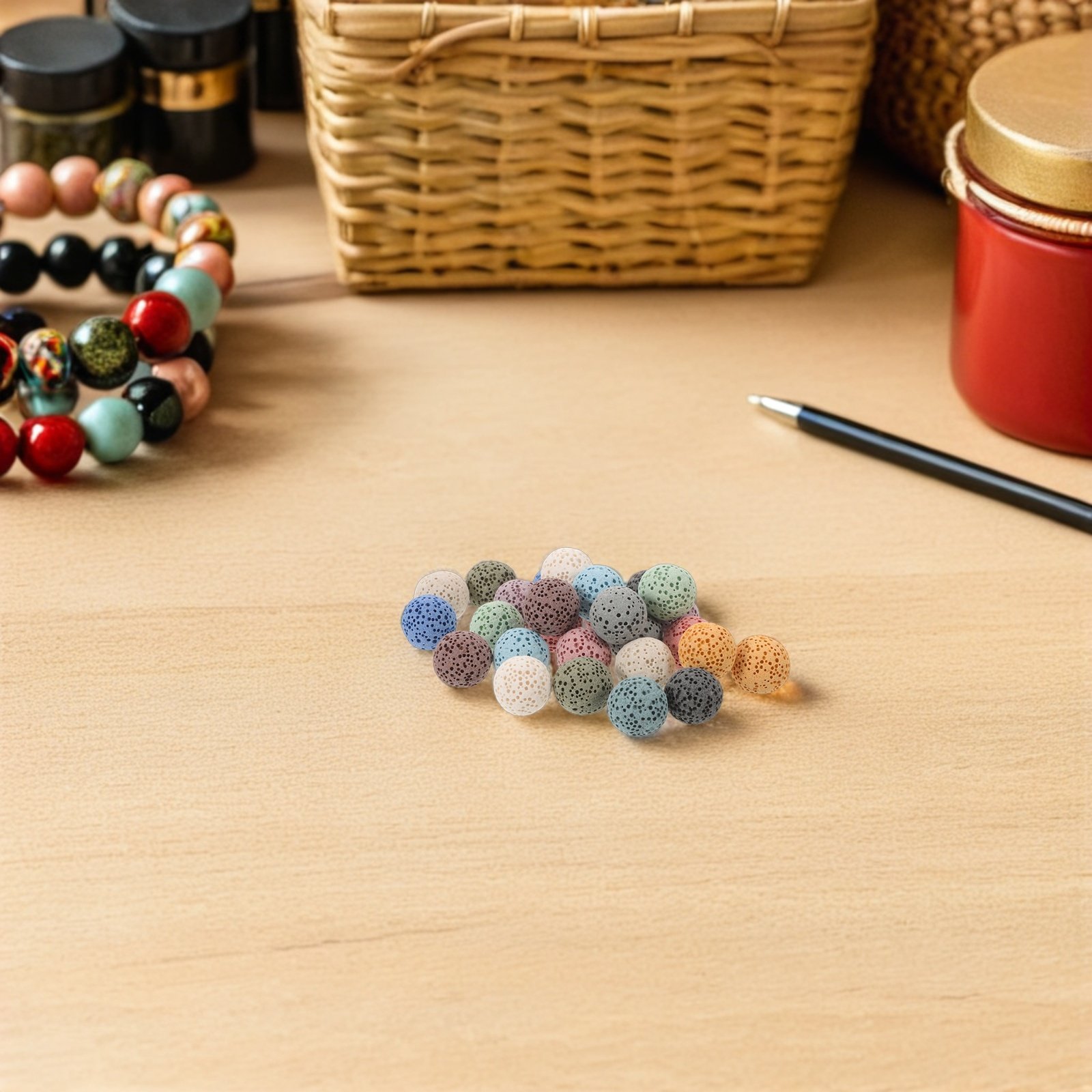 Home Fragrance Aromatherapy - 26Pcs Volcanic Rock Aromatherapy Stone Beads
