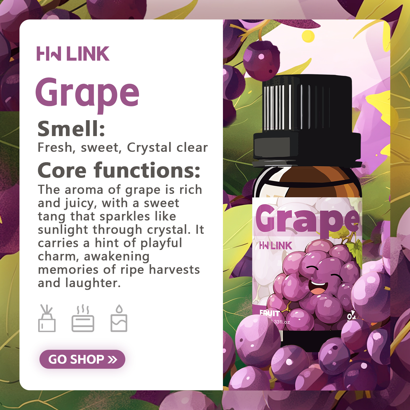 Grape Essential Oil 10ml Perfu - đánh giá và giá Home Fragrance Aromatherapy